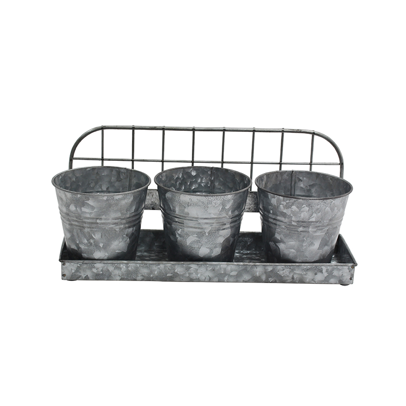 Country Style Galvanized Metal Wall-mounted Set 3 Flower pot