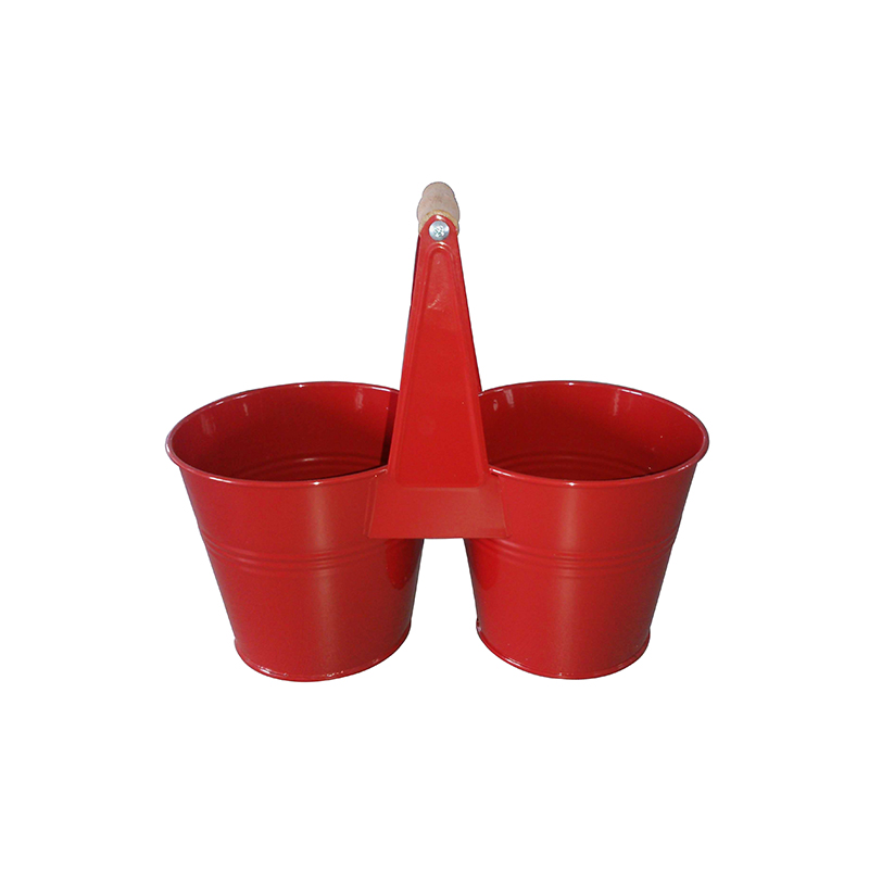 Red twins power coated iron metal cheap garden pots for sale 