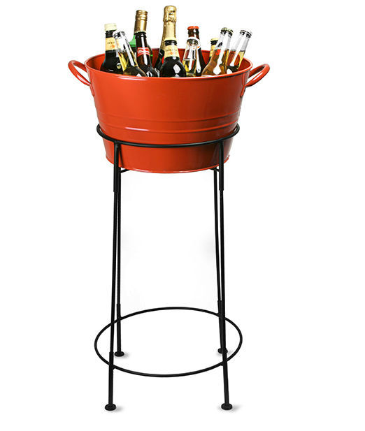 Outdoor or Indoor Use Home Galvanized Orange Party Tub with Stand 