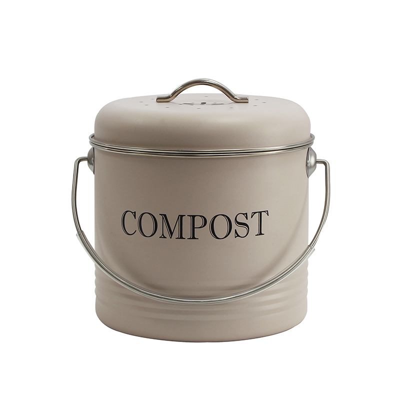 Compost Bin for Kitchen Counter 1.5 Gallon Powder-Coated Carbon Steel | Kitchen Pail with Lid, Trash Keeper Container Bucket, Recycling Caddy