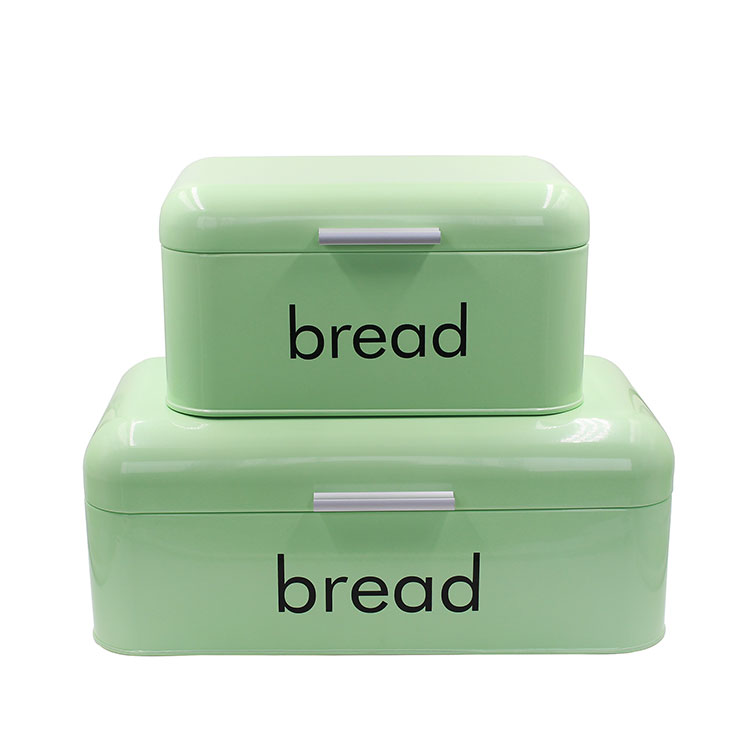 Green Metal Steel storage container Steel bread box for kitchen 