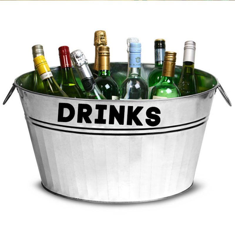 Galvanised Steel Party Drinks Tub Champagne Ice Buckets Metal Beverage Tub For Parties
