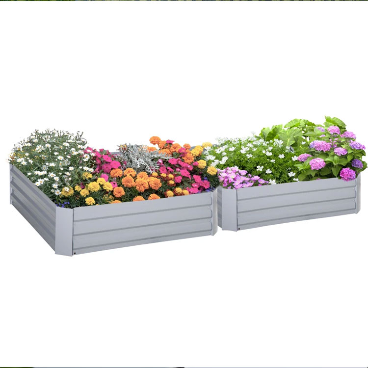Outdoor Flowers and Vegetables Galvanized Steel Metal Planter Boxes Kits Raised Garden Bed