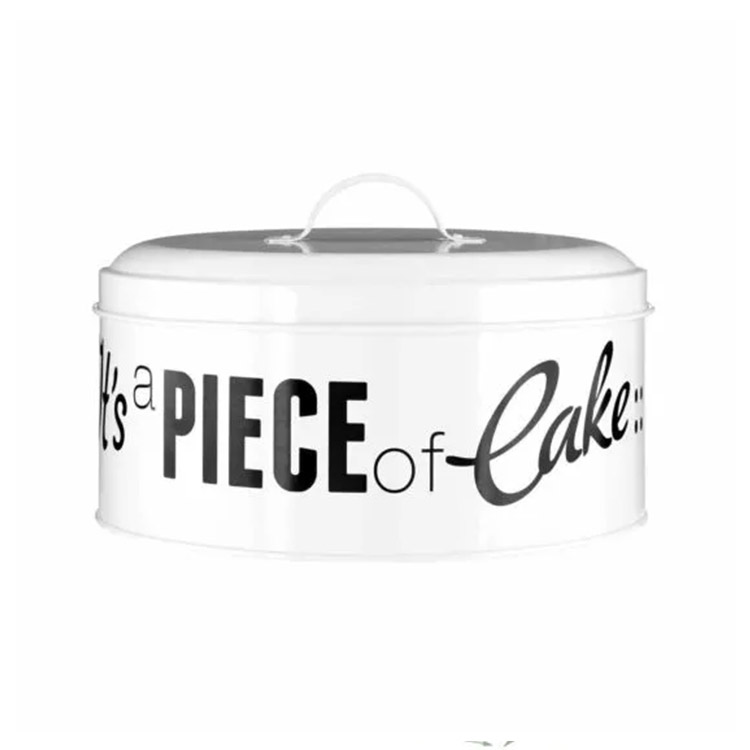Powder Paint Novelty Round Metal Food Storage Box Cookie Tin Can Containers Cake Tin Canister