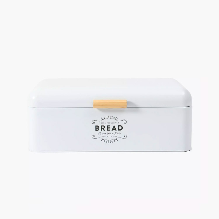 Powder Coated Metal And Wood Bread Bin Bread Storage Container Bread Boxes for Kitchen Counters