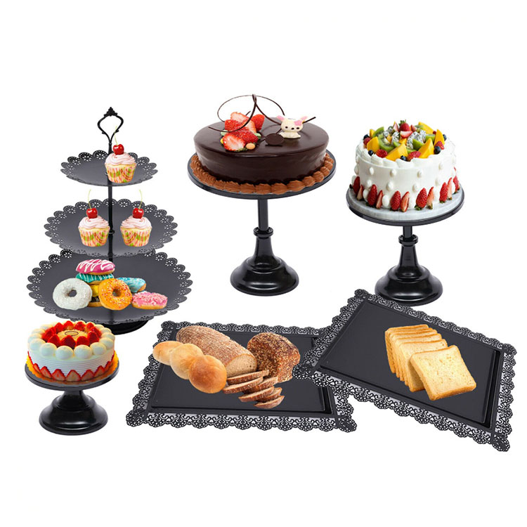 High Quality Metal 6Pcs Wedding New Year Cake Stand Set Dessert Display Plate Cup