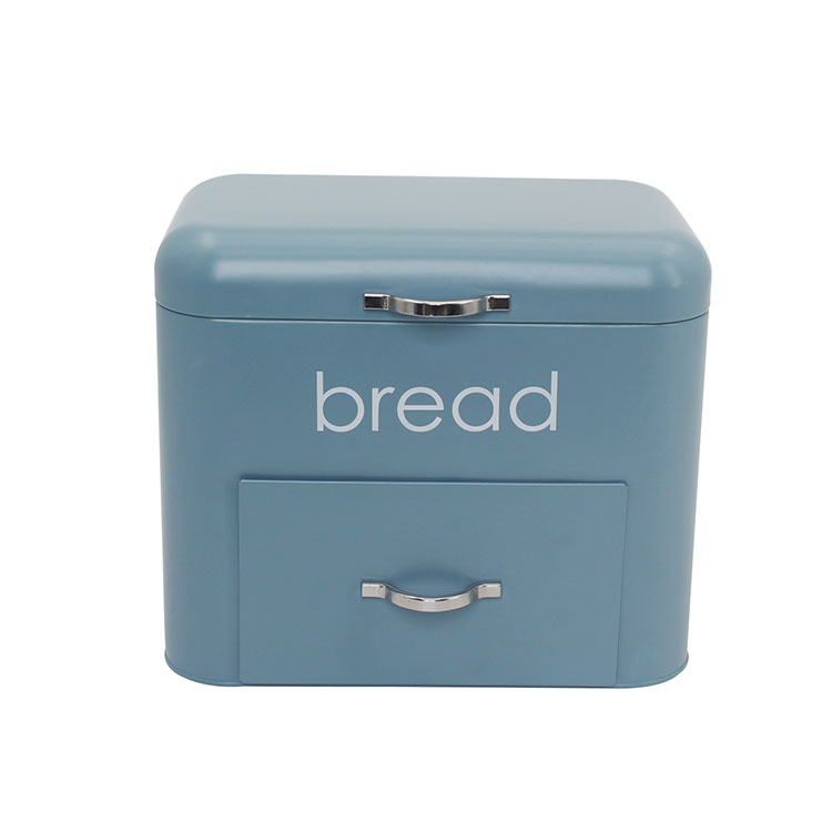 Food Grade 2 Layer Iron Countertop Metal Food Storage Bread Keeper Container Kitchen Bread Box Storage Bin